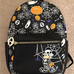 Disney Halloween Backpack with Skeleton Mickey and Spooky Icons